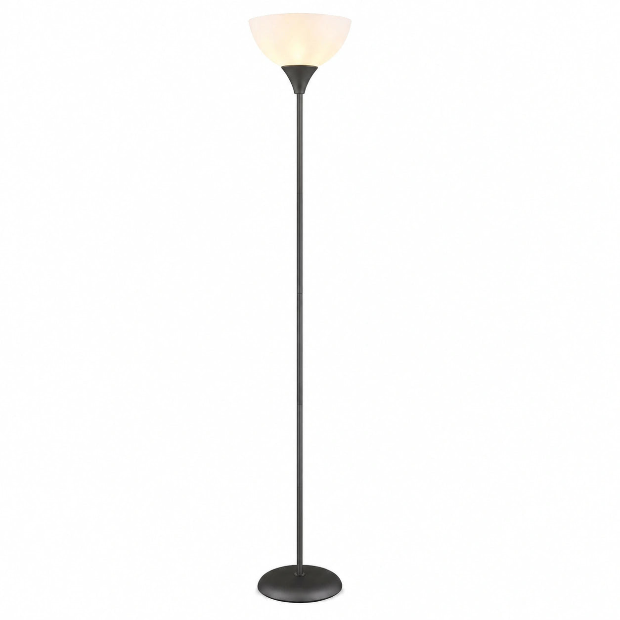 Moderne Titanfarbene Stehlampe mit Opalem Schirm, Metall, E27, 25x178,5 cm