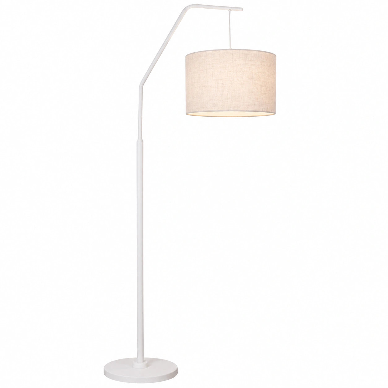 Elegante Stehleuchte mit Leinenlampenschirm, Metallfuß, für Wohnzimmer & Schlafzimmer, Weiß