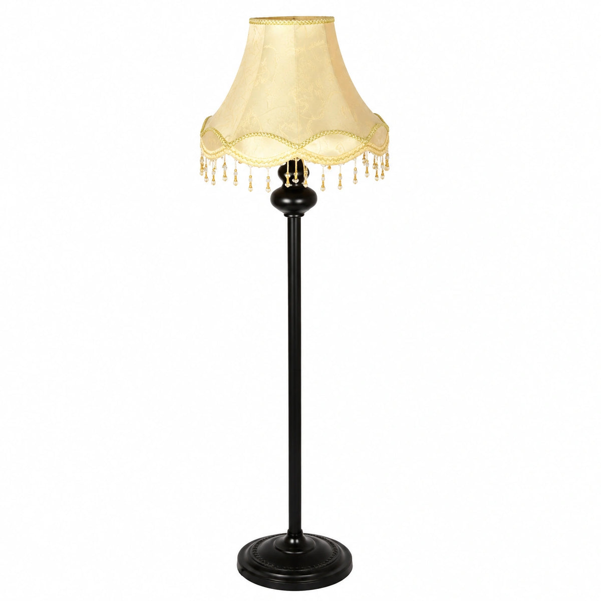 Retro Stehlampe aus Schmiedeeisen mit Drucktasten- und Fußschalter, hohe Stange, ideal für Wohnzimmer und Schlafzimmer, Farbe: Schwarz
