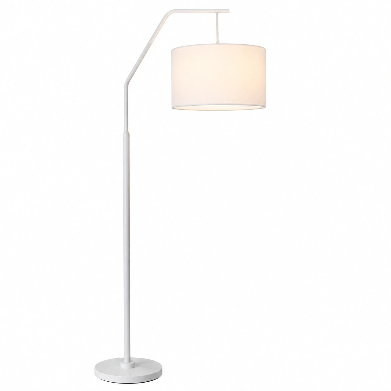 Moderne Stehleuchte mit Metallfuß und weißem Lampenschirm, ideal für Wohnzimmer und Schlafzimmer