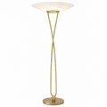 Elegante Stehleuchte aus antikem Messing mit rundem Glasschirm, Ø 69 x H 188 cm