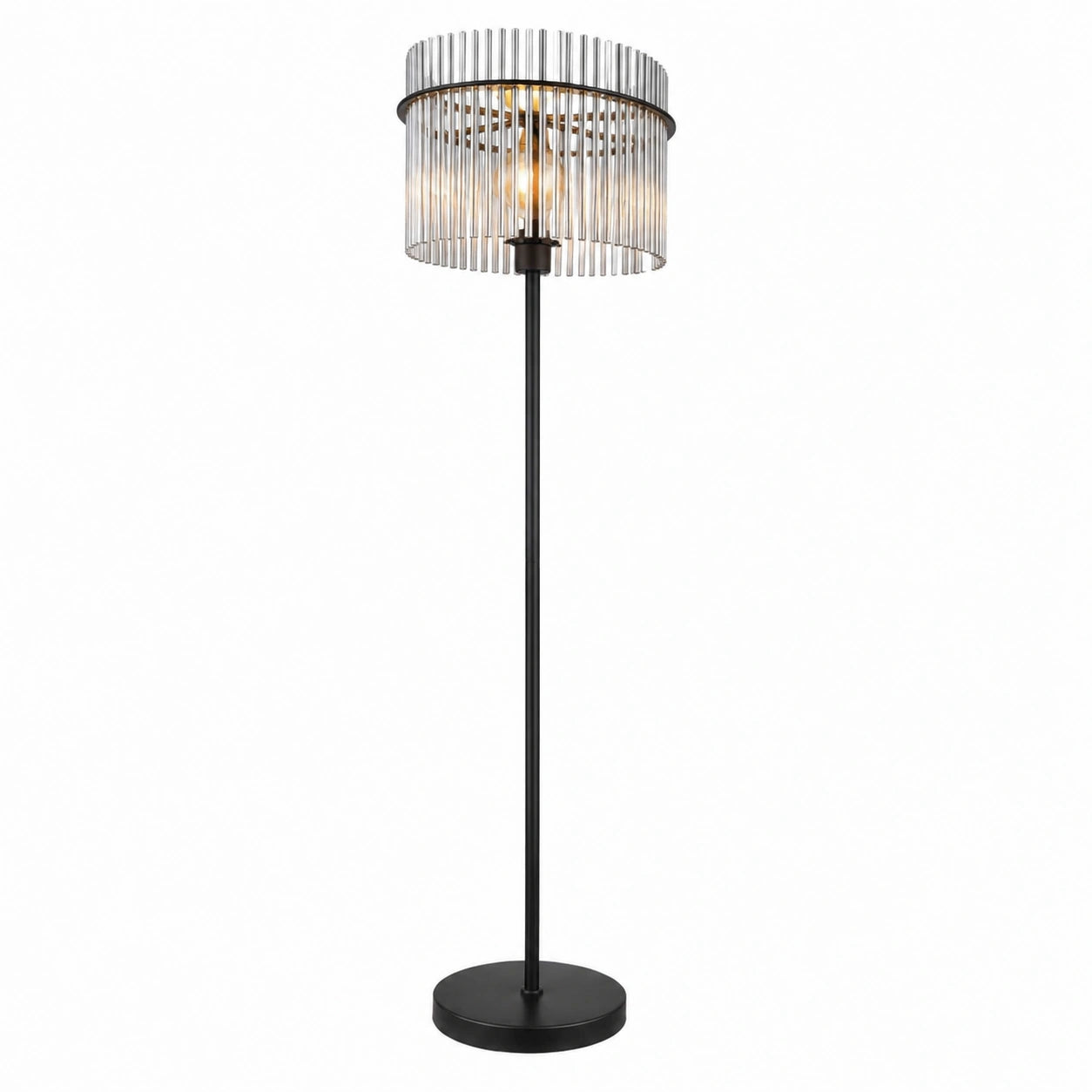 Moderne Stehleuchte aus Metall mit Rauchglas, Schwarz, Höhe 152 cm, 1-flammig