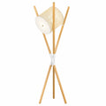 Elegante LED-Stehlampe aus Holz mit Dreibein, ideal für Schlafzimmer und Wohnzimmer, Farbe: Braun