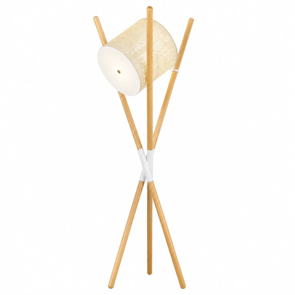 Elegante LED-Stehlampe aus Holz mit Dreibein, ideal für Schlafzimmer und Wohnzimmer, Farbe: Braun