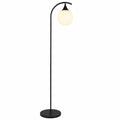 Moderne Stehlampe aus Metall mit Glaskugel-Schirm, Schwarz, für Wohnzimmer und Schlafzimmer