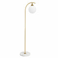 Moderne Stehlampe aus Metall mit Glaskugel, Gold