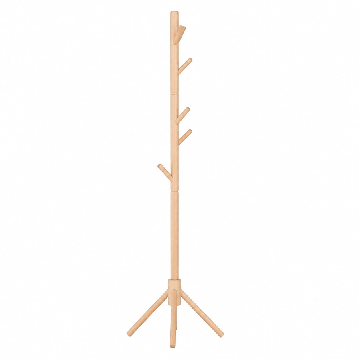 BAKAJI Kleiderständer aus Birkenholz mit Haken und Leuchte - 76 cm
