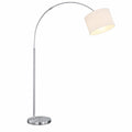 Verstellbare Bogenlampe mit weißem Stoffschirm, Höhe bis 215 cm