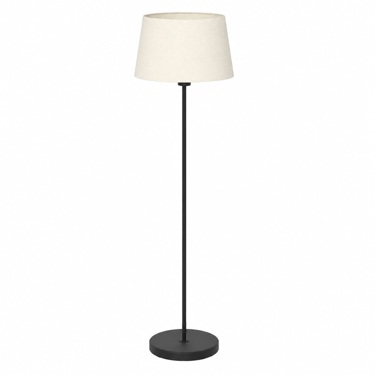 EGLO Stehleuchte Febres, moderne Metalllampe in Schwarz mit weißem Bouclé-Schirm, Wohnzimmerlampe mit Trittschalter, E27 Fassung