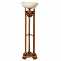 Luxus Stehleuchte im Barockstil aus Mahagoni - Braun/Gold/Creme, Ø 45 x H 191 cm