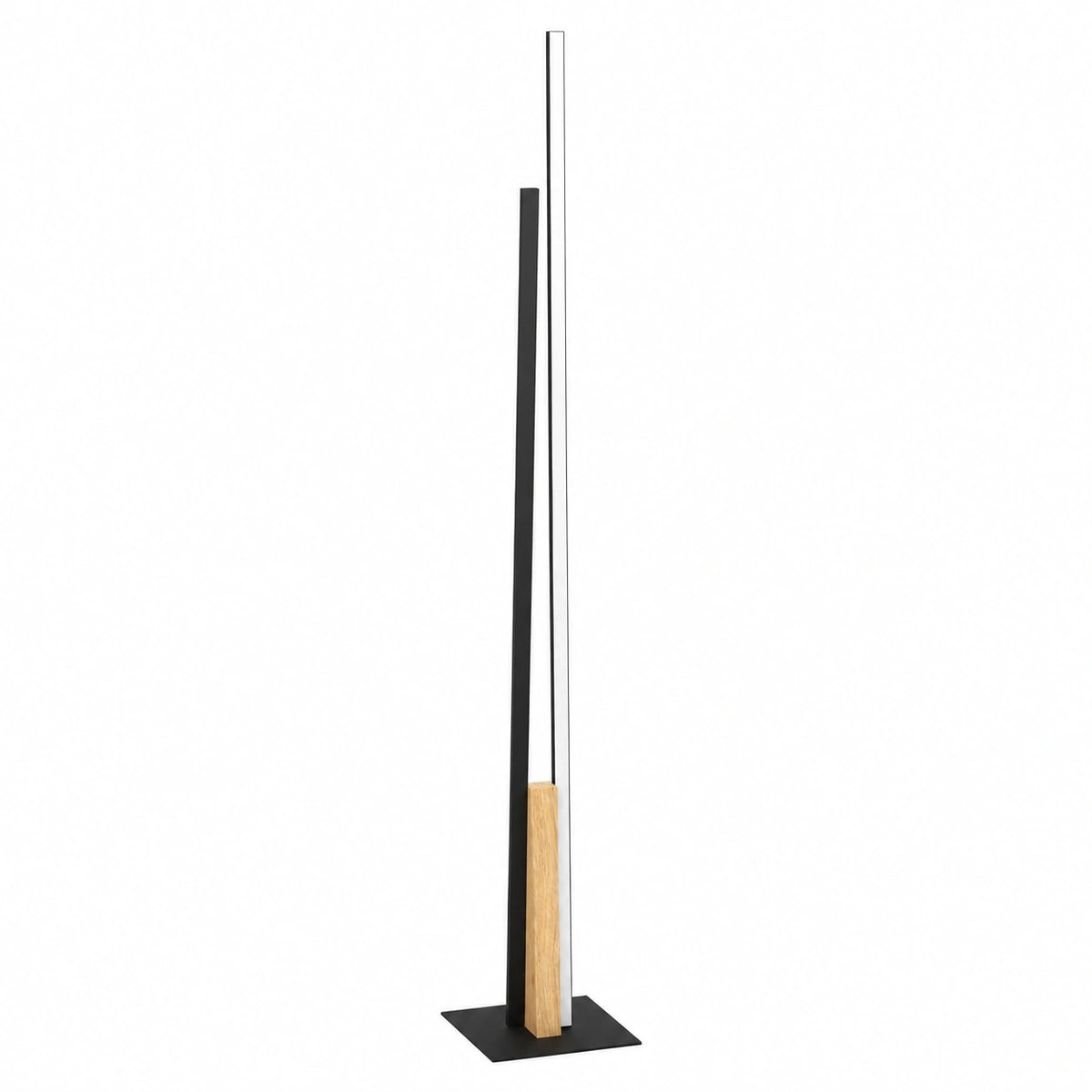 EGLO LED Stehlampe Panagria, moderne Ecklampe, Aluminium, Stahl & Holz, Schwarz/Braun, warmweißes Licht