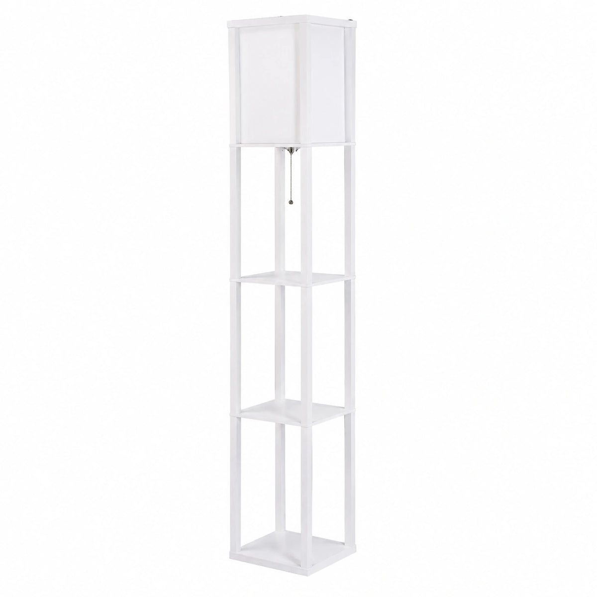Holz-Stehlampen mit Regal und E27 Fassung, 4er-Set, weiß