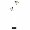 Industrielle Stehlampe aus Metall, 2-flammig, E27, für Wohnzimmer & Büro, 160 cm, Schwarz
