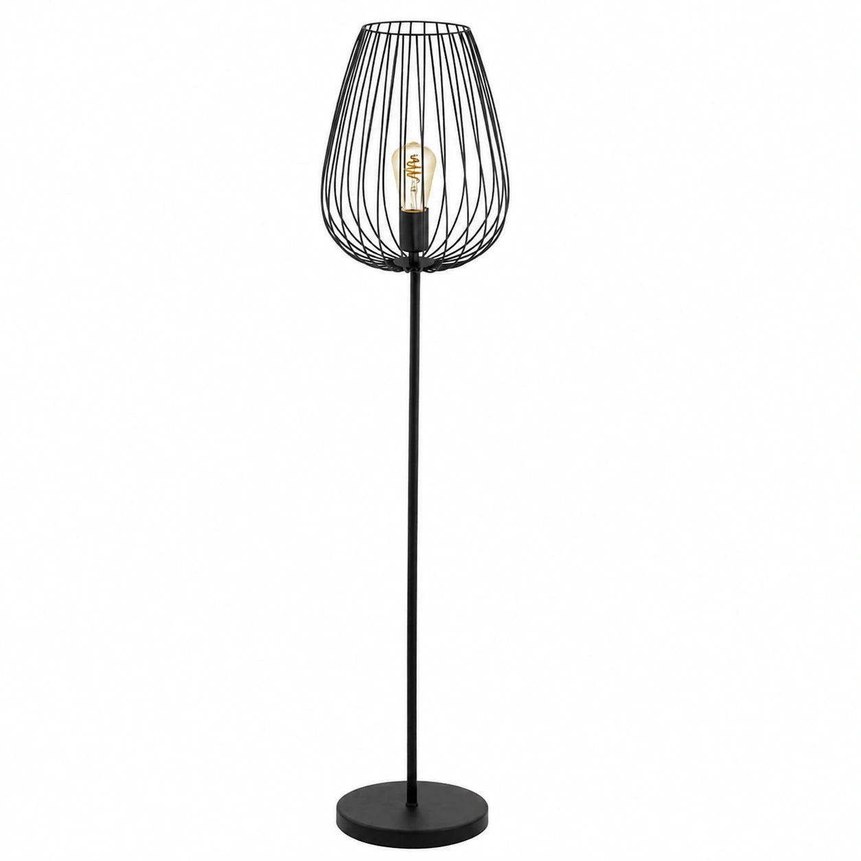 EGLO Vintage Stehlampe Newtown, Retro-Design aus schwarzem Stahl, E27 Fassung, mit Trittschalter