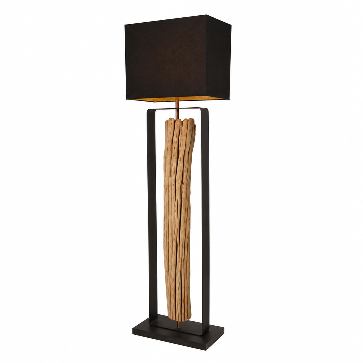Bressmer Stehlampe aus massivem Holz mit goldenem Schirm, 165 cm, warmweißes Licht