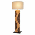 Bressmer AMAZONIA Stehlampe aus Treibholz, 170 cm, Akazienholz, Leinen Schirm, natürliche Beleuchtung für Wohnzimmer & Schlafzimmer